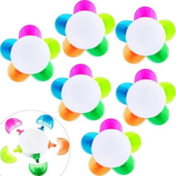 6 Pieces Petals Highlighters Assorted Colors Back to School Flower Shape Waterco - Picture 1 of 7